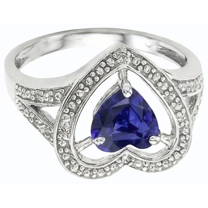 Natural Real ( Not Lab Grown )  Solitaire Vintage Style Heart Cut Blue Sapphire Ring 1.50 Carats