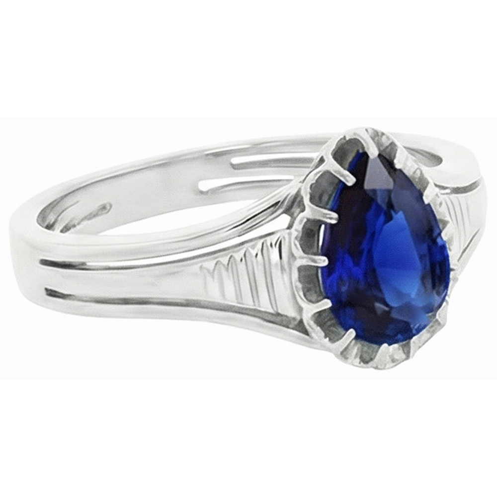 Natural Real ( Not Lab Grown )  Solitaire Vintage Style Pear Cut Ceylon Sapphire Ring 2 Carats