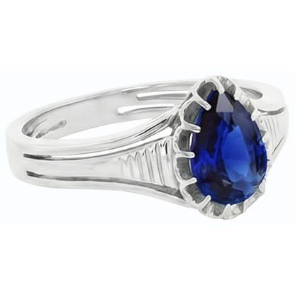 Natural Real ( Not Lab Grown )  Solitaire Vintage Style Pear Cut Ceylon Sapphire Ring 2 Carats