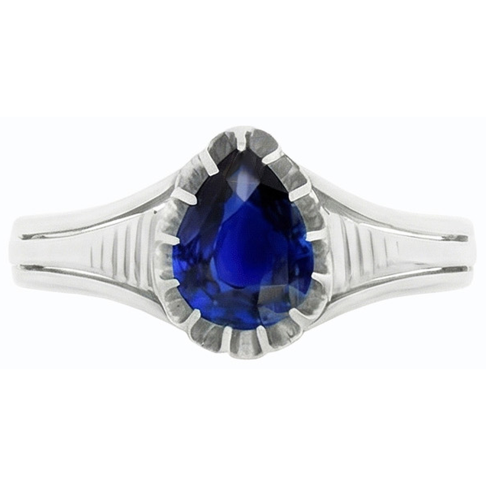 Natural Real ( Not Lab Grown )  Solitaire Vintage Style Pear Cut Ceylon Sapphire Ring 2 Carats