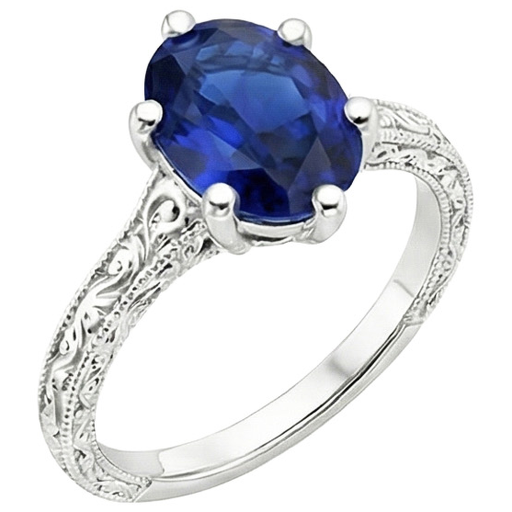 Natural Real ( Not Lab Grown )  Solitaire Wedding Ring Antique Style Ceylon Sapphire 2 Carats