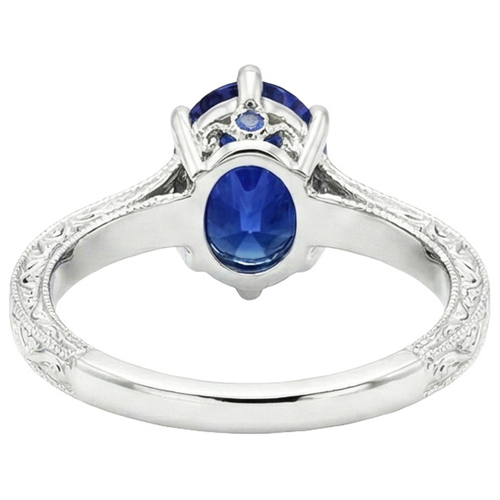 Natural Real ( Not Lab Grown )  Solitaire Wedding Ring Antique Style Ceylon Sapphire 2 Carats