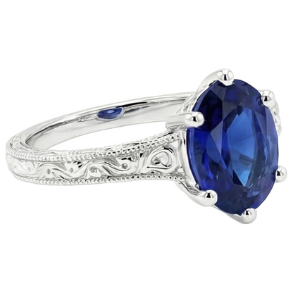Natural Real ( Not Lab Grown )  Solitaire Wedding Ring Antique Style Ceylon Sapphire 2 Carats