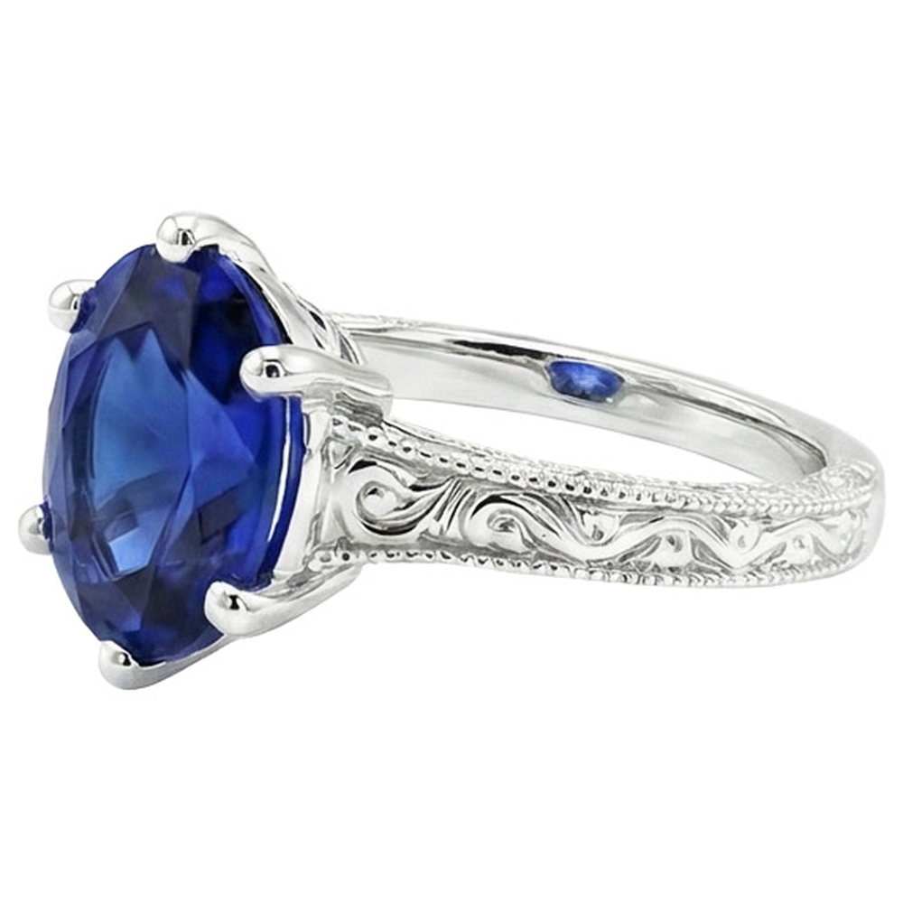 Natural Real ( Not Lab Grown )  Solitaire Wedding Ring Antique Style Ceylon Sapphire 2 Carats