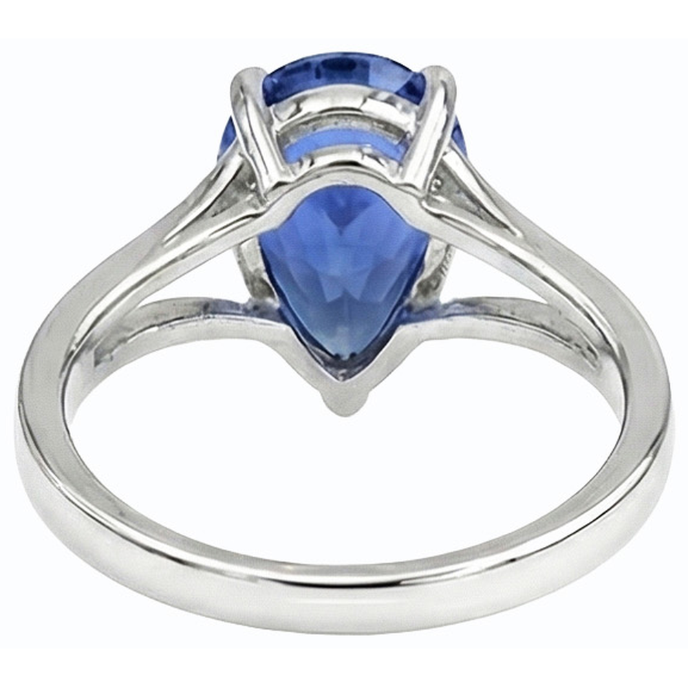 natural pear sapphire 3ct ring profile view