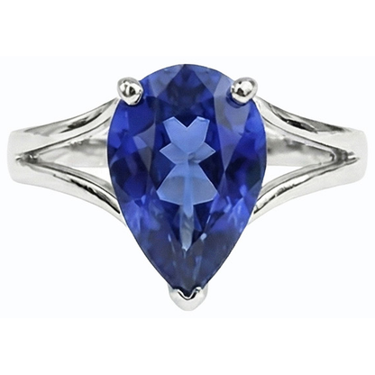 natural pear sapphire 3ct ring front view