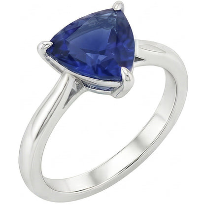 Natural Real ( Not Lab Grown )  Solitaire Wedding Ring Trillion Deep Blue Sapphire 1.50 Carats