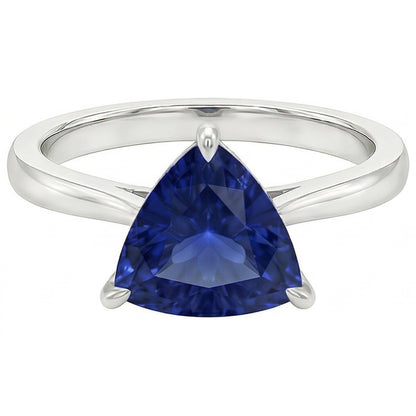 Natural Real ( Not Lab Grown )  Solitaire Wedding Ring Trillion Deep Blue Sapphire 1.50 Carats