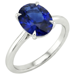 Natural Real ( Not Lab Grown )  Solitaire Wedding Ring White Gold Blue Sapphire 3 Carats