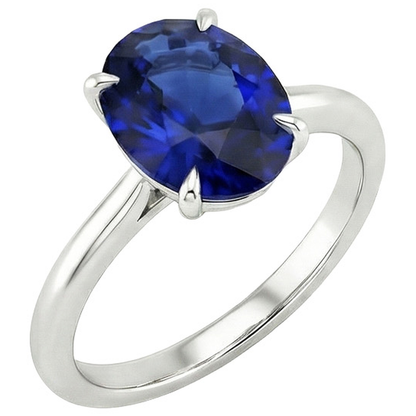Natural Real ( Not Lab Grown )  Solitaire Wedding Ring White Gold Blue Sapphire 3 Carats