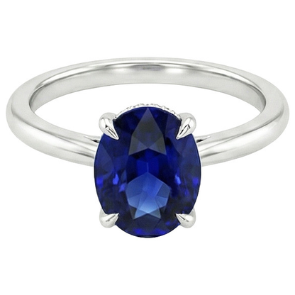 Natural Real ( Not Lab Grown )  Solitaire Wedding Ring White Gold Blue Sapphire 3 Carats