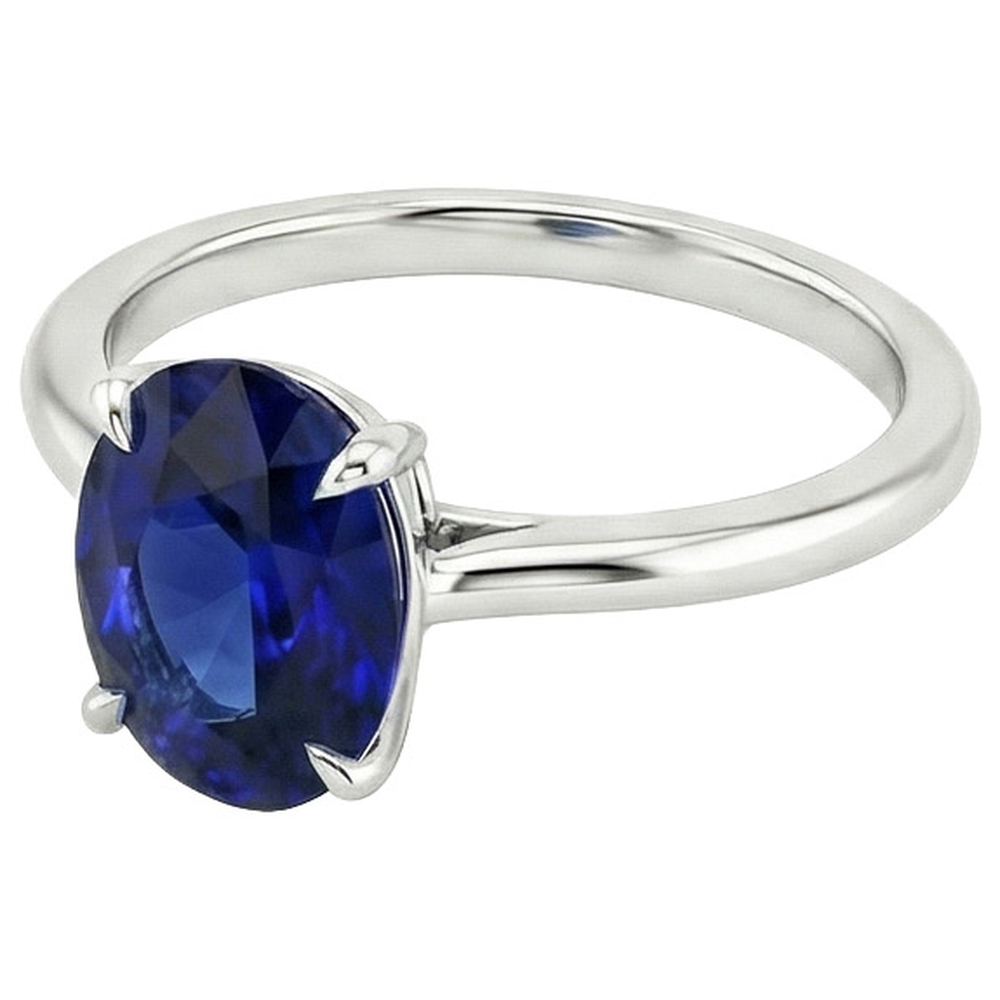 Natural Real ( Not Lab Grown )  Solitaire Wedding Ring White Gold Blue Sapphire 3 Carats