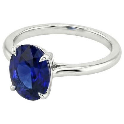 Natural Real ( Not Lab Grown )  Solitaire Wedding Ring White Gold Blue Sapphire 3 Carats