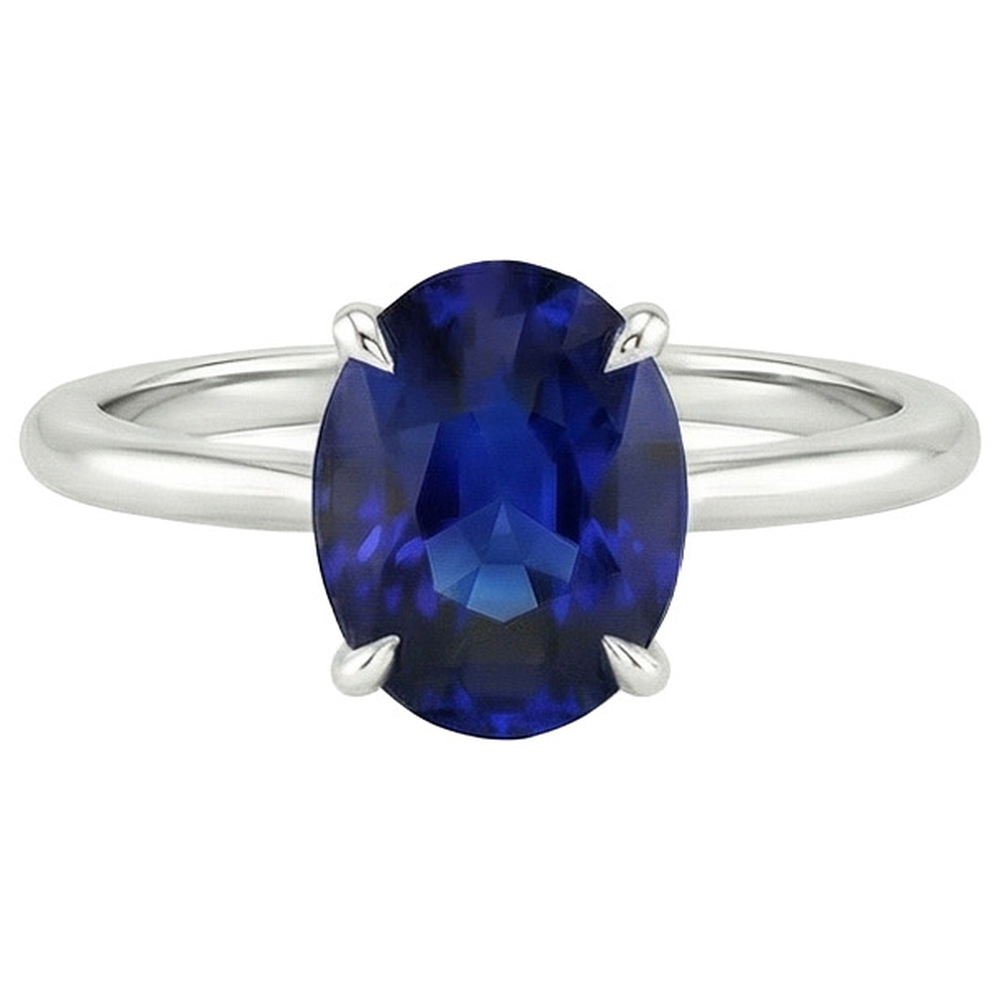 Natural Real ( Not Lab Grown )  Solitaire Wedding Ring White Gold Blue Sapphire 3 Carats