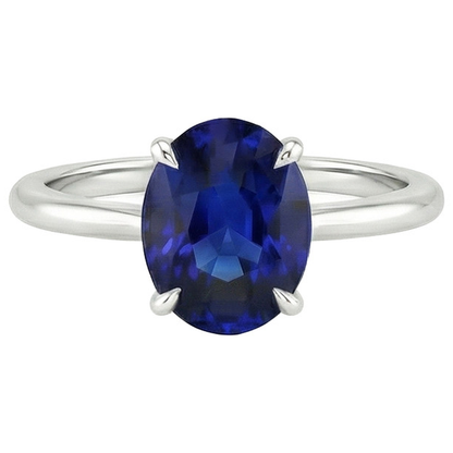 Natural Real ( Not Lab Grown )  Solitaire Wedding Ring White Gold Blue Sapphire 3 Carats