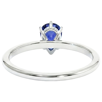 Natural Real ( Not Lab Grown )  Solitaire White Gold Ring Teardrop Style Pear Blue Sapphire 2 Carats