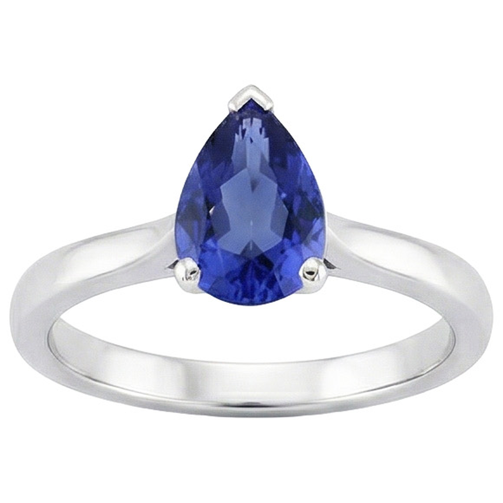 natural pear sapphire 2.50ct ring front view