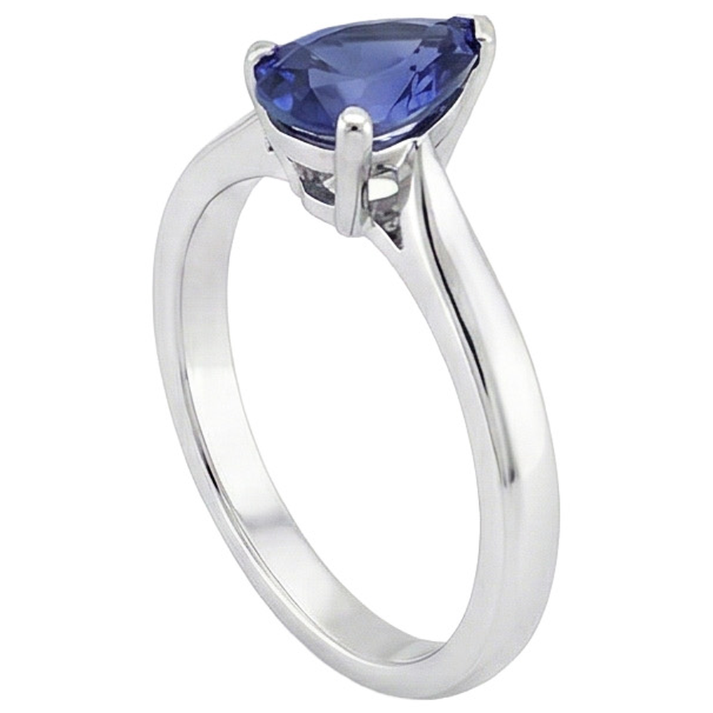 natural pear sapphire 2.50ct ring top view