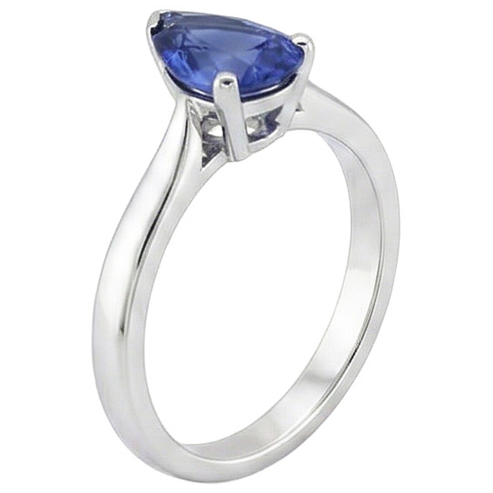 natural pear sapphire 2.50ct ring profile view
