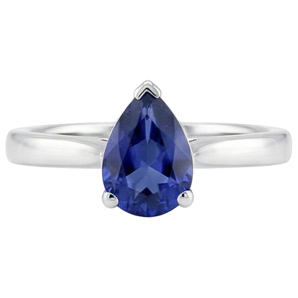 natural pear sapphire 2.50ct ring side angle