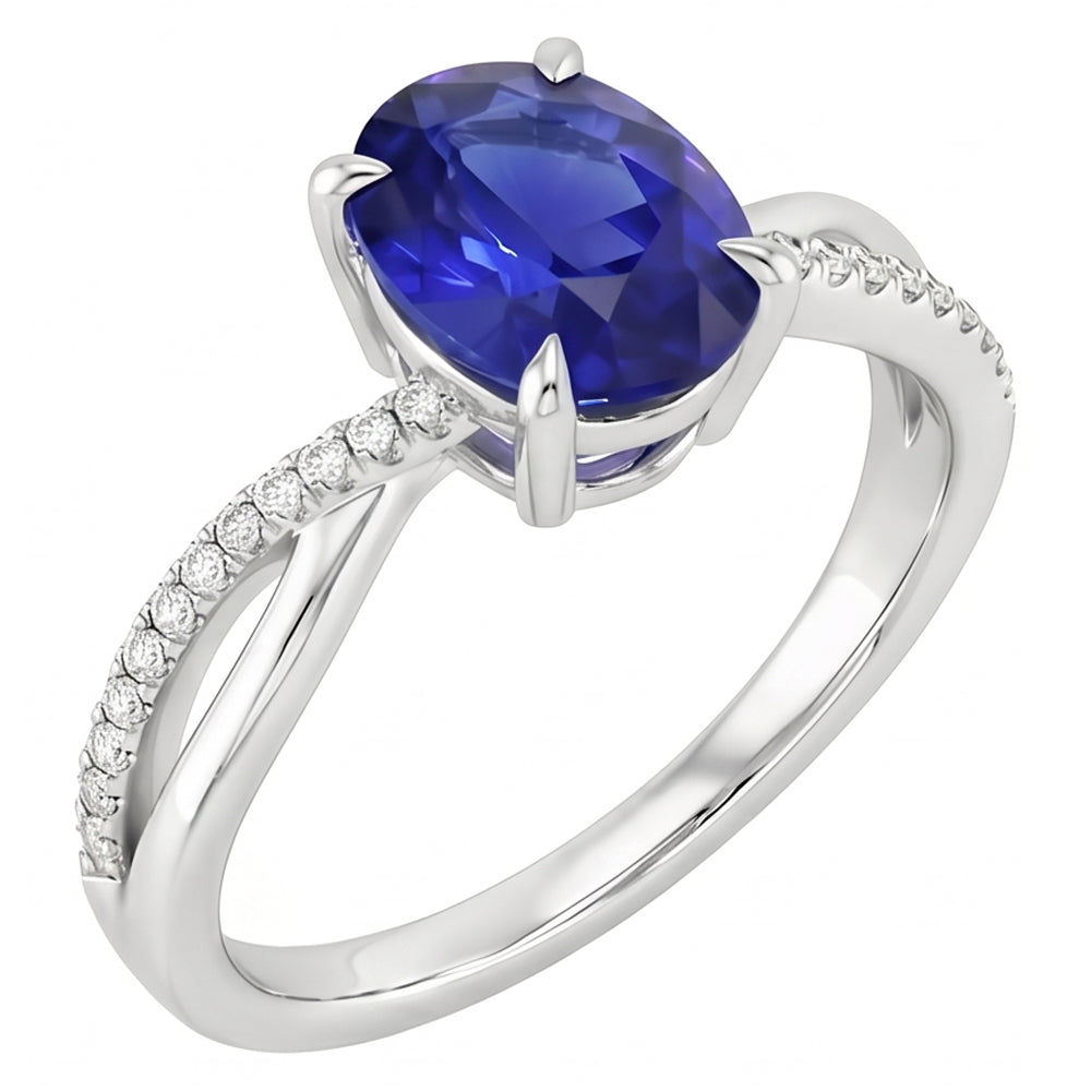 Natural Real ( Not Lab Grown )  Solitaire With Accents Anniversary Ring  Blue Sapphire 3.50 Carats