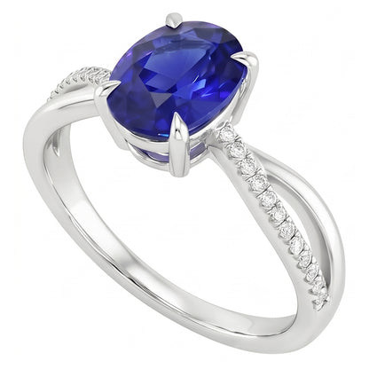 Natural Real ( Not Lab Grown )  Solitaire With Accents Anniversary Ring  Blue Sapphire 3.50 Carats