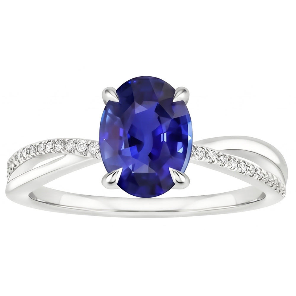 Natural Real ( Not Lab Grown )  Solitaire With Accents Anniversary Ring  Blue Sapphire 3.50 Carats