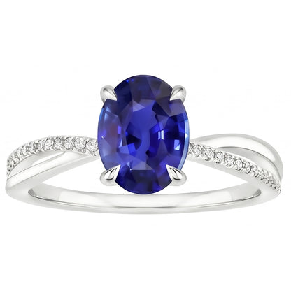 Natural Real ( Not Lab Grown )  Solitaire With Accents Anniversary Ring  Blue Sapphire 3.50 Carats