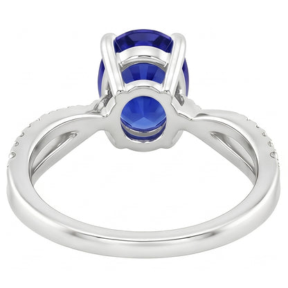 Natural Real ( Not Lab Grown )  Solitaire With Accents Anniversary Ring  Blue Sapphire 3.50 Carats