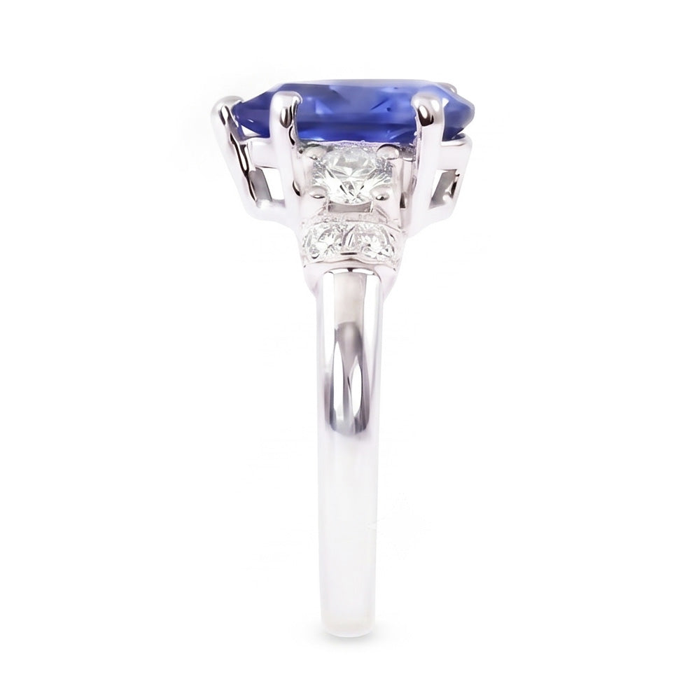 Natural Real ( Not Lab Grown )  Solitaire With Accents Blue Sapphire Ring Milgrain Shank 1.75 Carats