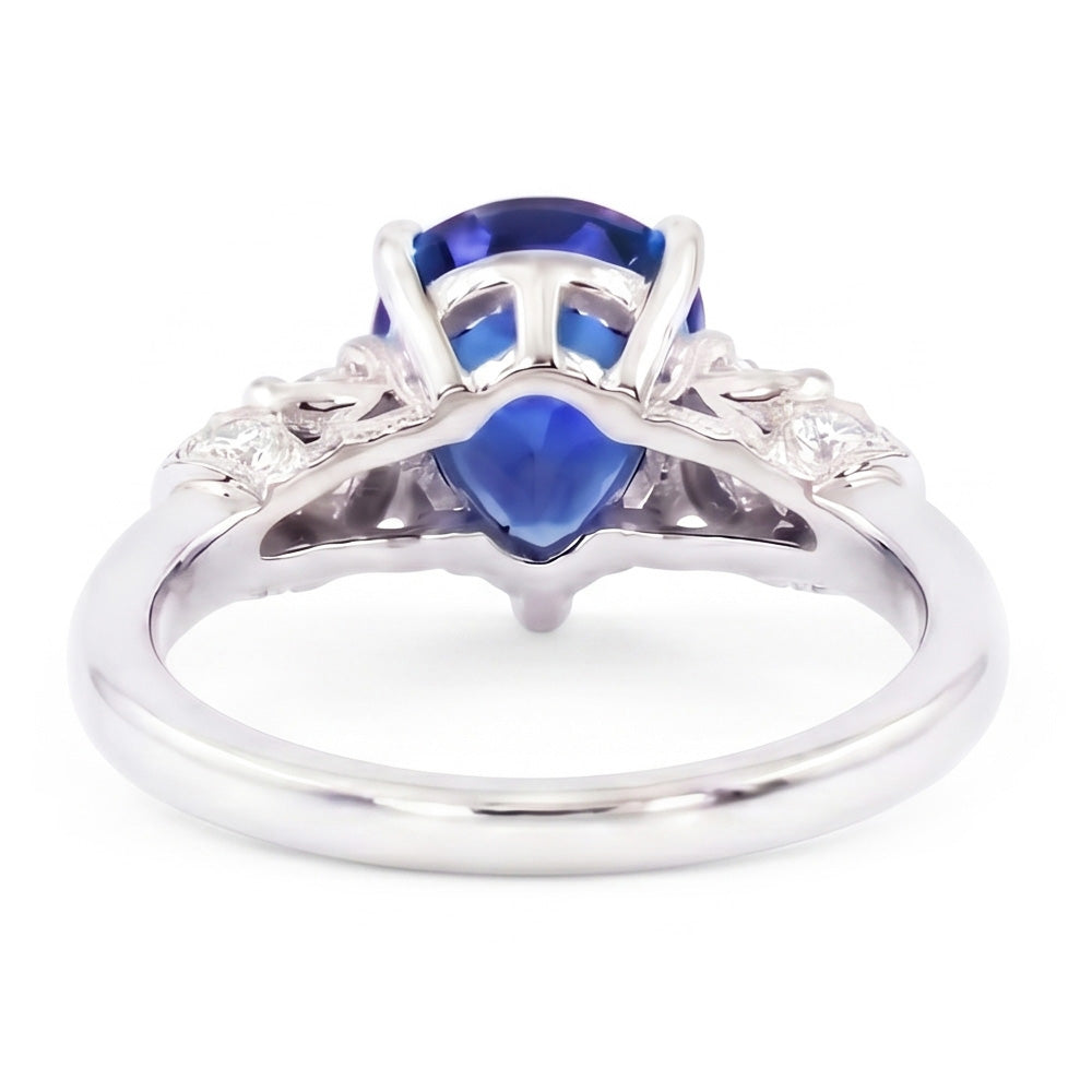 Natural Real ( Not Lab Grown )  Solitaire With Accents Blue Sapphire Ring Milgrain Shank 1.75 Carats