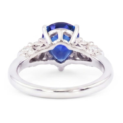 Natural Real ( Not Lab Grown )  Solitaire With Accents Blue Sapphire Ring Milgrain Shank 1.75 Carats