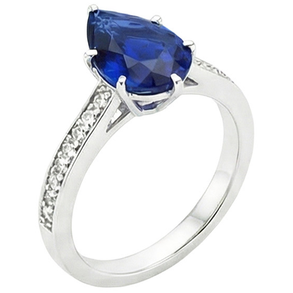 Natural Real ( Not Lab Grown )  Solitaire With Accents Ring Blue Sapphire 3.50 Carats Channel Setting