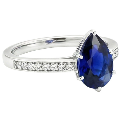 Natural Real ( Not Lab Grown )  Solitaire With Accents Ring Blue Sapphire 3.50 Carats Channel Setting