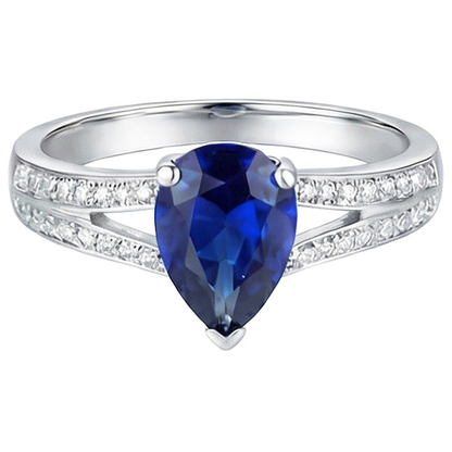 natural round sapphire 3.25ct ring front view