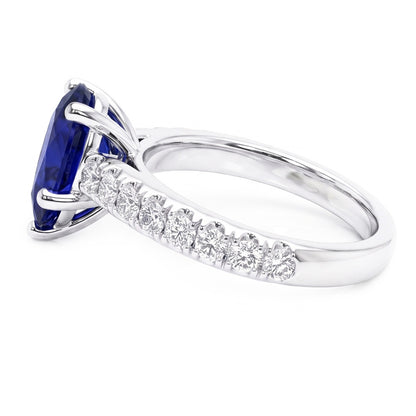 Natural Real ( Not Lab Grown )  Solitaire With Accents Ring Teardrop Style Blue Sapphire 2.50 Carats