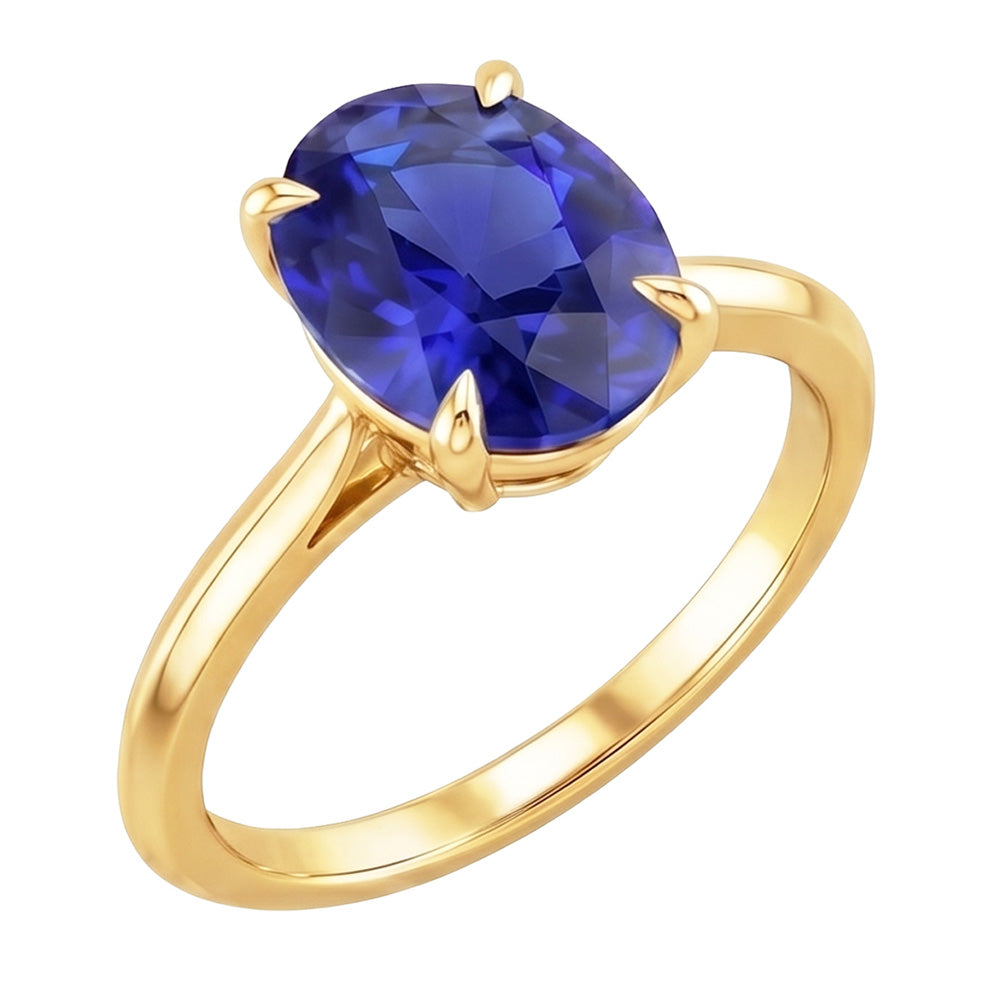 Natural Real ( Not Lab Grown )  Solitaire Yellow Gold Wedding Ring Sri Lankan Sapphire 2.50 Carats