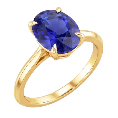 Natural Real ( Not Lab Grown )  Solitaire Yellow Gold Wedding Ring Sri Lankan Sapphire 2.50 Carats
