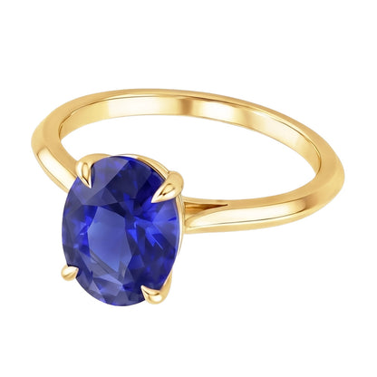 Natural Real ( Not Lab Grown )  Solitaire Yellow Gold Wedding Ring Sri Lankan Sapphire 2.50 Carats