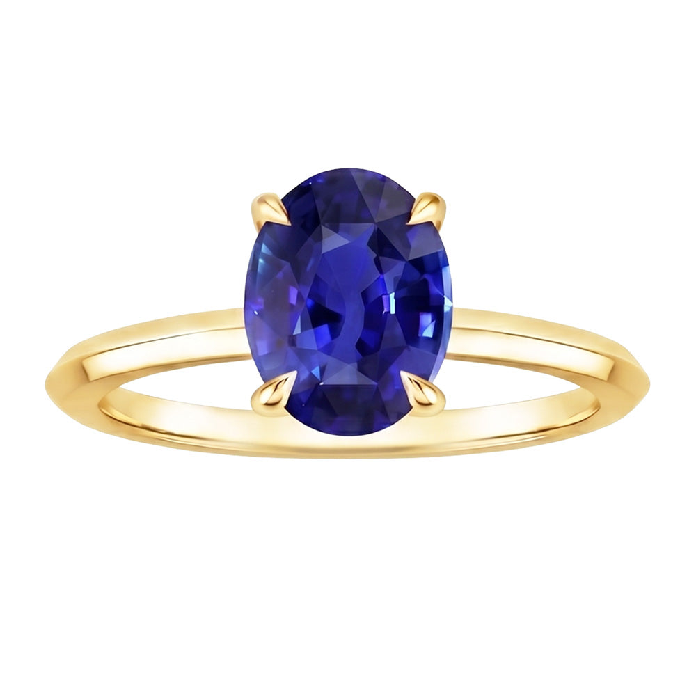 Natural Real ( Not Lab Grown )  Solitaire Yellow Gold Wedding Ring Sri Lankan Sapphire 2.50 Carats