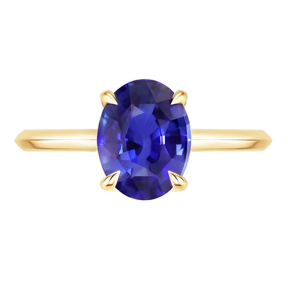 Natural Real ( Not Lab Grown )  Solitaire Yellow Gold Wedding Ring Sri Lankan Sapphire 2.50 Carats