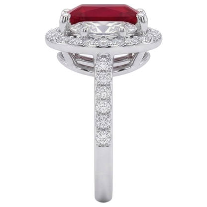 Natural Real ( Not Lab Grown )  Sparkling 3 Carat Princess Red Ruby Three Stone Style Ring WG 14K