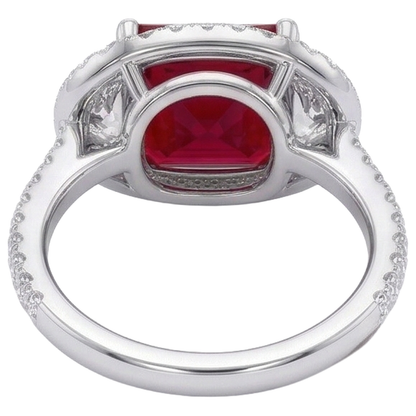 Natural Real ( Not Lab Grown )  Sparkling 3 Carat Princess Red Ruby Three Stone Style Ring WG 14K