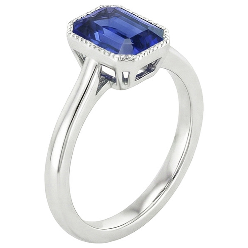 Natural Real ( Not Lab Grown )  Sparkling Sapphire Radiant Cut Gold Ring