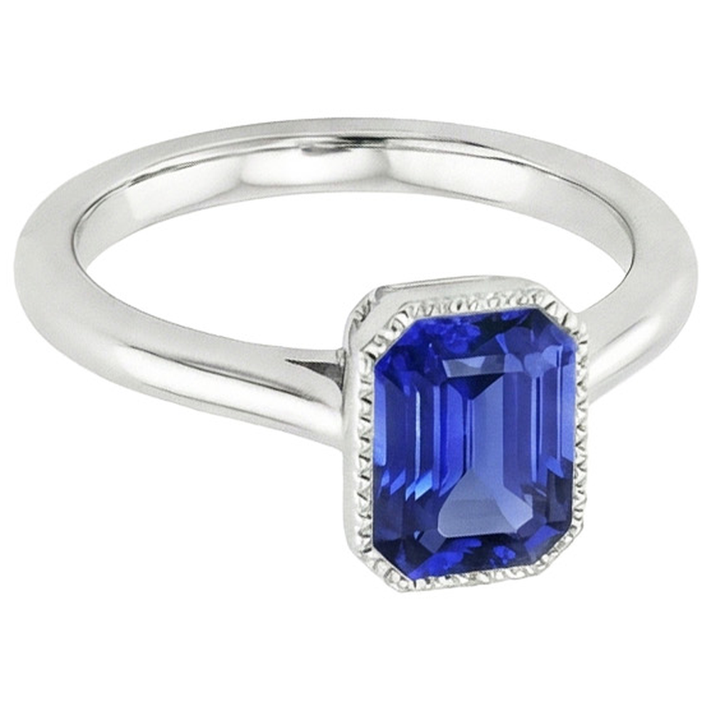 Natural Real ( Not Lab Grown )  Sparkling Sapphire Radiant Cut Gold Ring