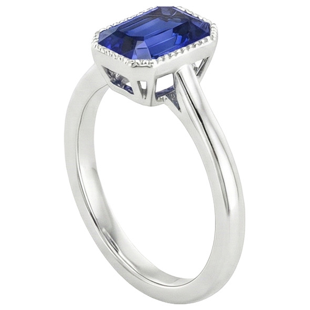 Natural Real ( Not Lab Grown )  Sparkling Sapphire Radiant Cut Gold Ring