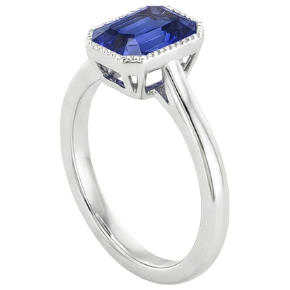 Natural Real ( Not Lab Grown )  Sparkling Sapphire Radiant Cut Gold Ring
