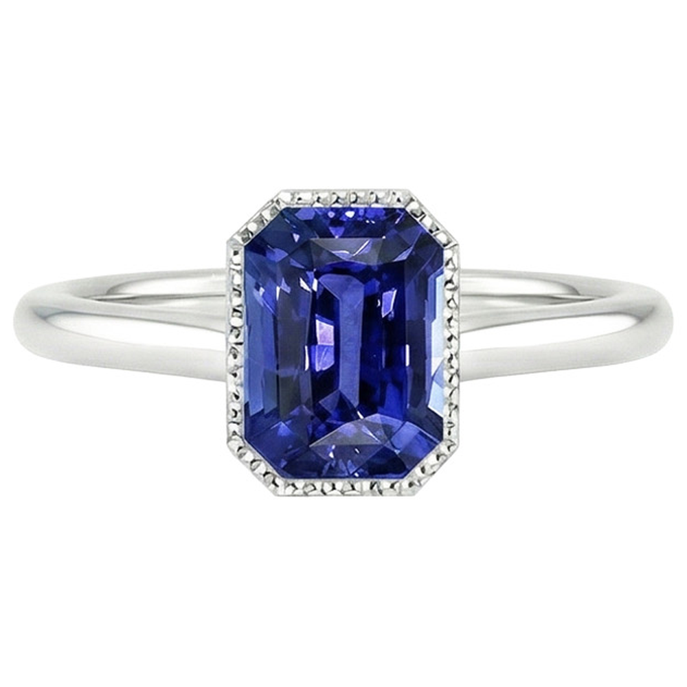 Natural Real ( Not Lab Grown )  Sparkling Sapphire Radiant Cut Gold Ring