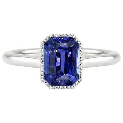 Natural Real ( Not Lab Grown )  Sparkling Sapphire Radiant Cut Gold Ring