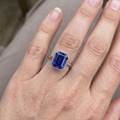 Natural Real ( Not Lab Grown )  Sparkling Sapphire Radiant Cut Gold Ring